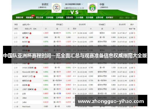 中国队亚洲杯赛程时间一览全面汇总与观赛准备信息权威指南大全版